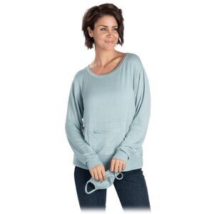 NWOT Adyson Parker Sweatshirt Size L SEA SPRAY Blue Kangaroo Zip Pocket Sweater